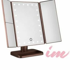 LORETA 24HR OVERNIGHT COLLECTION XL Rose Gold 3-Way Makeup Mirror W/ LED Lights - Rose Gold