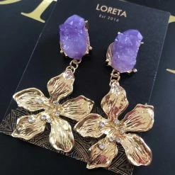 LORETA Amethyst Gold Earrings 24HR OVERNIGHT COLLECTION