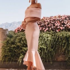 LORETA Avenue Scuba Dress | Blush