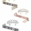 LORETA Birthday Sash & Tiara (2 Piece Set- Silver)