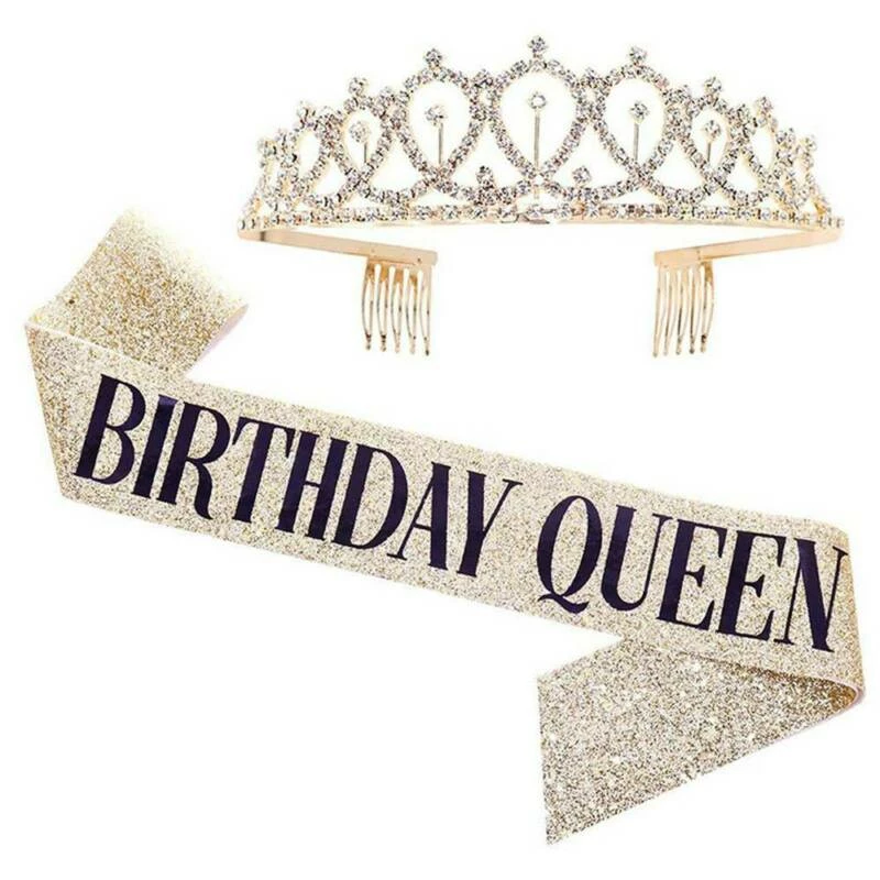 LORETA Birthday Sash & Tiara (2 Piece Set- Silver) 5 LORETA Birthday Sash & Tiara (2 Piece Set- Silver)