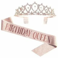LORETA Birthday Sash & Tiara (2 Piece Set- Silver) 10 LORETA Birthday Sash & Tiara (2 Piece Set- Silver)