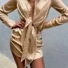 LORETA Champagne Gold Dress Clothing