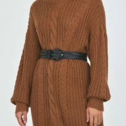 LORETA Turtleneck Knit Dress (Mocha)