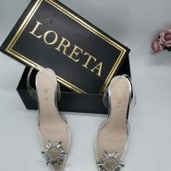 LORETA Shoes Crystal Star Clear Heels