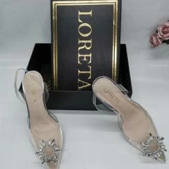 LORETA Shoes Crystal Star Clear Heels