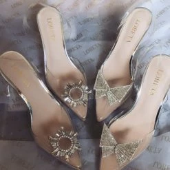 LORETA Shoes Crystal Star Clear Heels