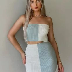 LORETA Clothing Colour Block Ribbed Knit Set (2 Piece)