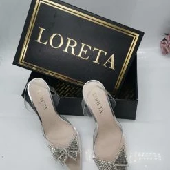 LORETA Crystal Butterfly Clear Heels Shoes