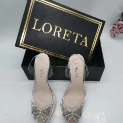 LORETA Crystal Butterfly Clear Heels Shoes