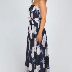 LORETA Floral Print Strapless Maxi Dress