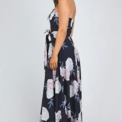 LORETA Floral Print Strapless Maxi Dress