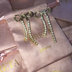 LORETA Gold Bow Drop Earrings