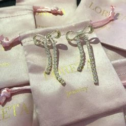 LORETA Gold Bow Drop Earrings