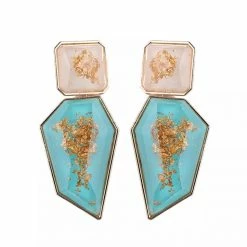 LORETA Aqua Gold Drop Down Earrings