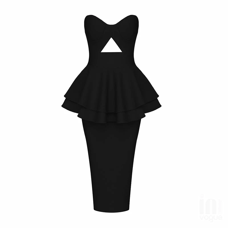 LORETA Marilyn Ruffle Dress (Black) 4 LORETA Marilyn Ruffle Dress (Black)
