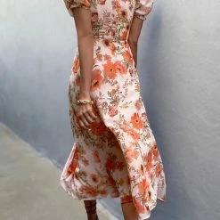 LORETA Grand Orange Midi Dress