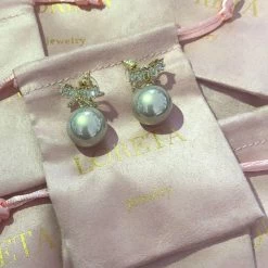LORETA Pearl Crystal Bow Earrings