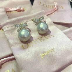 LORETA Pearl Crystal Bow Earrings