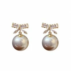 LORETA Pearl Crystal Bow Earrings