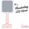 LORETA Rechargeable Handheld LED Mirror W/ Rotating Base - Pink 24HR OVERNIGHT COLLECTION