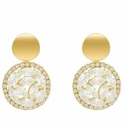 LORETA 24HR OVERNIGHT COLLECTION Round Crystal Drop Down Earrings