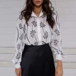 LORETA Phoebe Blouse/Shirt (White And Black) Clothing