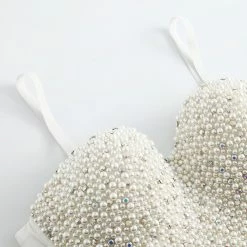 LORETA Pearl Bustier Corset Encrusted With Crystals
