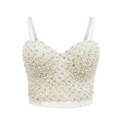 LORETA Pearl Bustier Corset Encrusted With Crystals