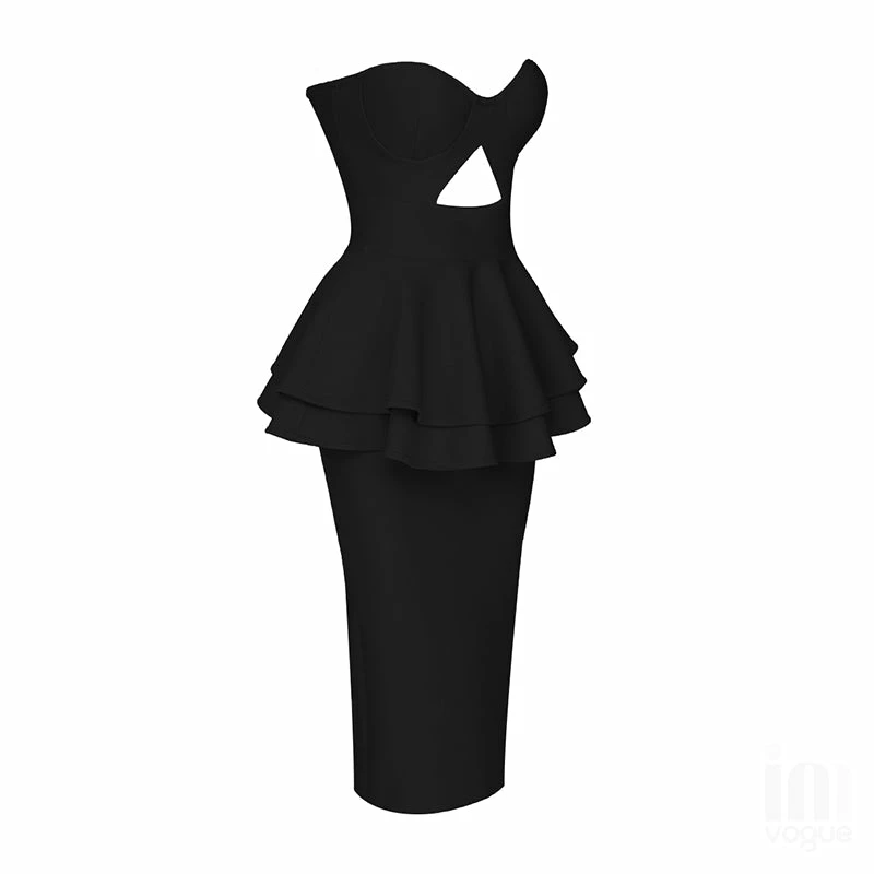 LORETA Marilyn Ruffle Dress (Black) 6 LORETA Marilyn Ruffle Dress (Black)