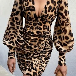 LORETA Bengal Mini Dress - Leopard Clothing