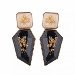 LORETA 24HR OVERNIGHT COLLECTION Black Gold Drop Down Earrings