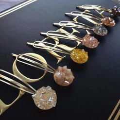 LORETA Crystal Gold Hair Clips Pins Set (7pcs) 24HR OVERNIGHT COLLECTION