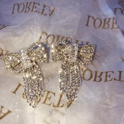 LORETA 24HR OVERNIGHT COLLECTION Crystal Bow Drop Down Earrings
