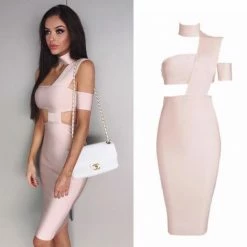LORETA Madly Dress | Shimmer Rose Nude Clothing
