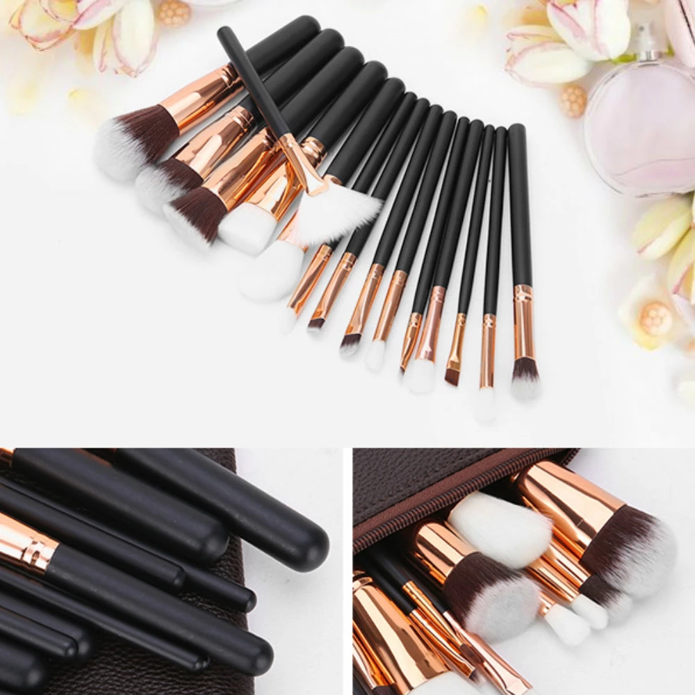 LORETA 15Pcs Rose Gold Makeup Brush Set With Bag 24HR OVERNIGHT COLLECTION 5 LORETA 15Pcs Rose Gold Makeup Brush Set With Bag 24HR OVERNIGHT COLLECTION