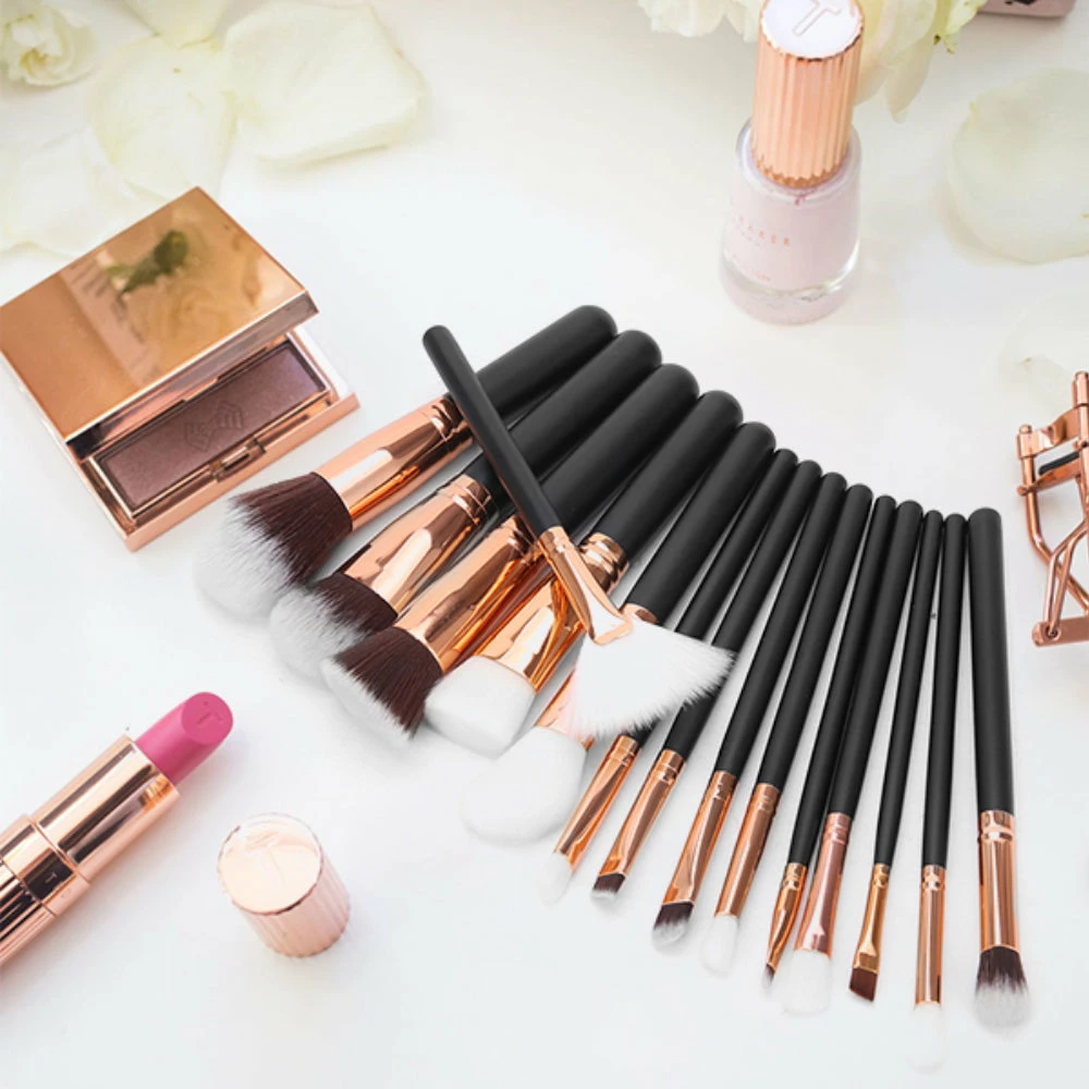 LORETA 15Pcs Rose Gold Makeup Brush Set With Bag 24HR OVERNIGHT COLLECTION 6 LORETA 15Pcs Rose Gold Makeup Brush Set With Bag 24HR OVERNIGHT COLLECTION