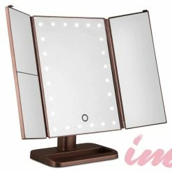 LORETA 24HR OVERNIGHT COLLECTION XL Rose Gold 3-Way Makeup Mirror W/ LED Lights - Rose Gold