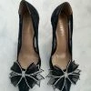 LORETA Belvia Crystal Bow Heels (Black) 24HR OVERNIGHT COLLECTION