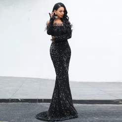 LORETA Midnight Black Evening Dress Clothing