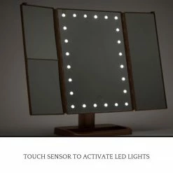 LORETA 24HR OVERNIGHT COLLECTION XL Rose Gold 3-Way Makeup Mirror W/ LED Lights - Rose Gold