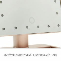 LORETA 24HR OVERNIGHT COLLECTION XL Rose Gold 3-Way Makeup Mirror W/ LED Lights - Rose Gold