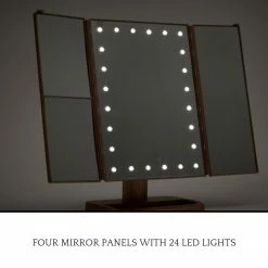 LORETA 24HR OVERNIGHT COLLECTION XL Rose Gold 3-Way Makeup Mirror W/ LED Lights - Rose Gold