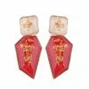 LORETA Red Dresses Red Gold Drop Down Earrings