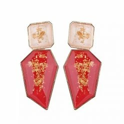 LORETA Red Dresses Red Gold Drop Down Earrings