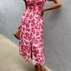 LORETA Midi Pink Floral Dress Clothing