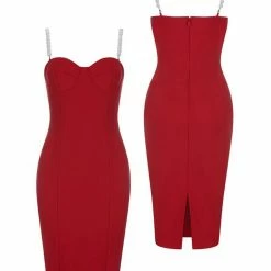 LORETA Power Red Pearl Dress Clothing