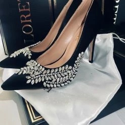 LORETA Blushing Gemstone Heels (Black)