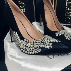 LORETA Blushing Gemstone Heels (Black)