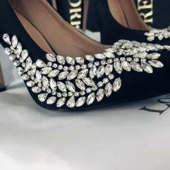 LORETA Blushing Gemstone Heels (Black)